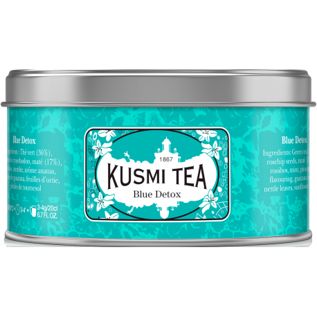 BLue DETOX - Thé vert énergisant Kusmi Tea, boite métal 125 grammes