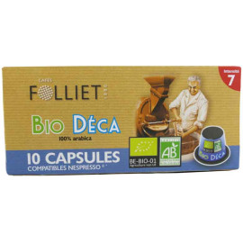 Bio Déca Intensité 7 - Capsules compatibles Nespresso - Café FOLLIET