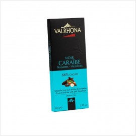 Tablette chocolat noir Caraibe aux noisettes hazelnuts 66% - Valrhona