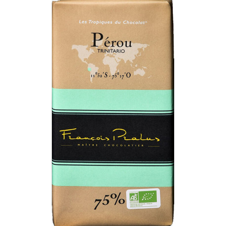 Pralus tablette chocolat Pérou 75 bio 100 grammes