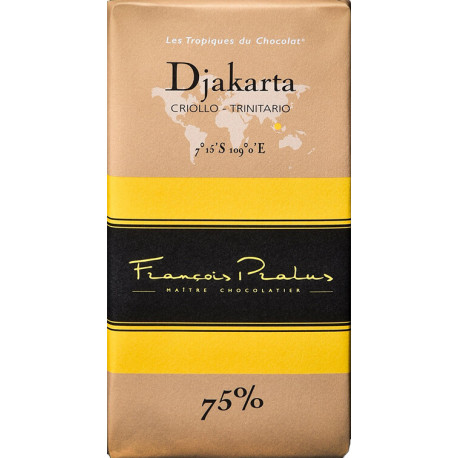 Tablette de chocolat Djakarta 75% de cacao 100 grammes - Chocolats Pralus