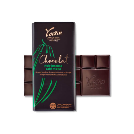 TABLETTE 100gNoir Intense café Moka - Chocolat Voisin